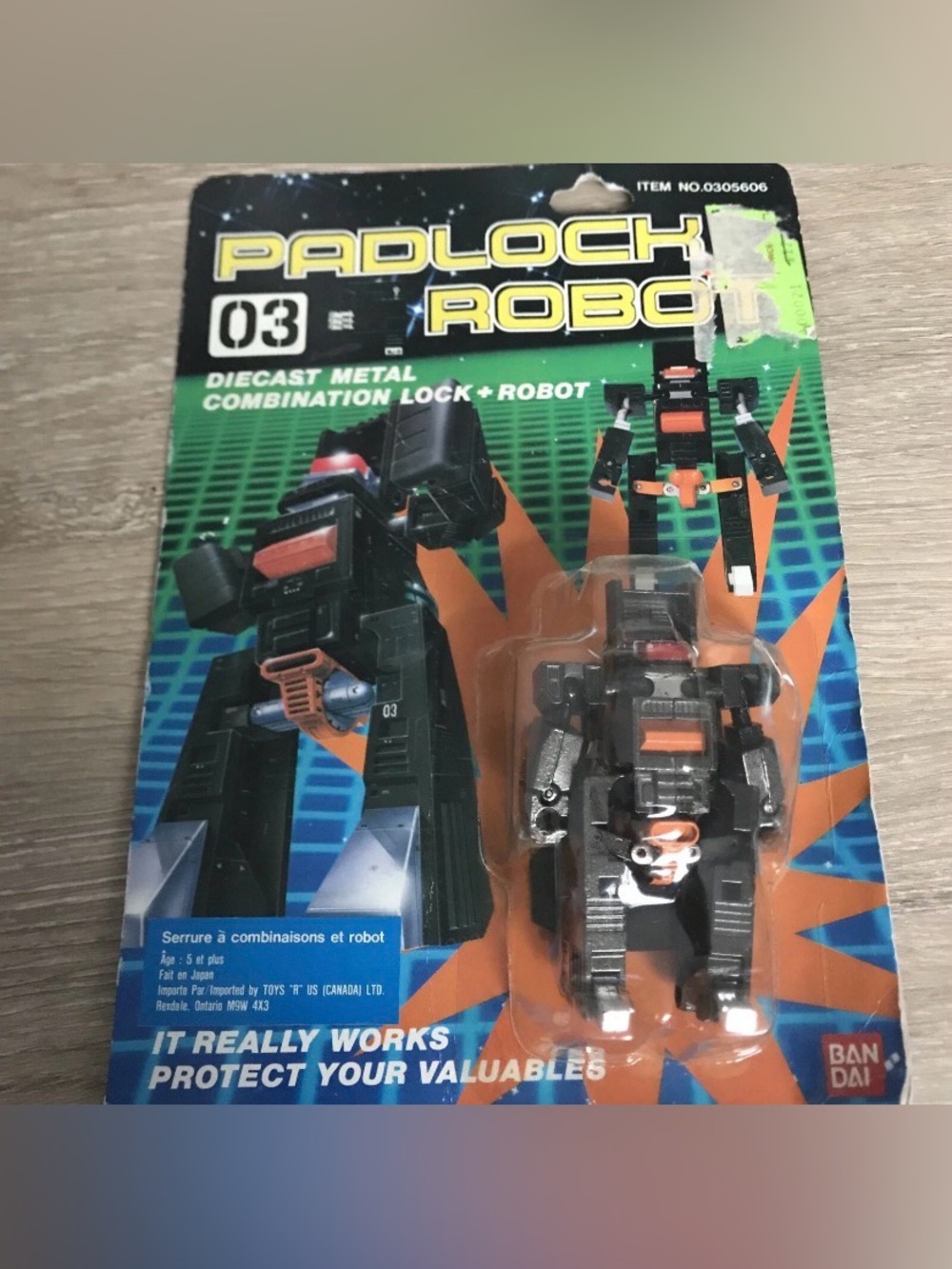 Vintage 1985 Bandai Padlock Robot 03 Metal Joe MJ-03 MIP Transformer Combo Lock
